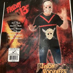 Friday the 13th Jason Shirt and Hockey Mask Adult Size X Large Halloween Costume