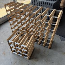 3 Industrial Wood Metal Wine Racks