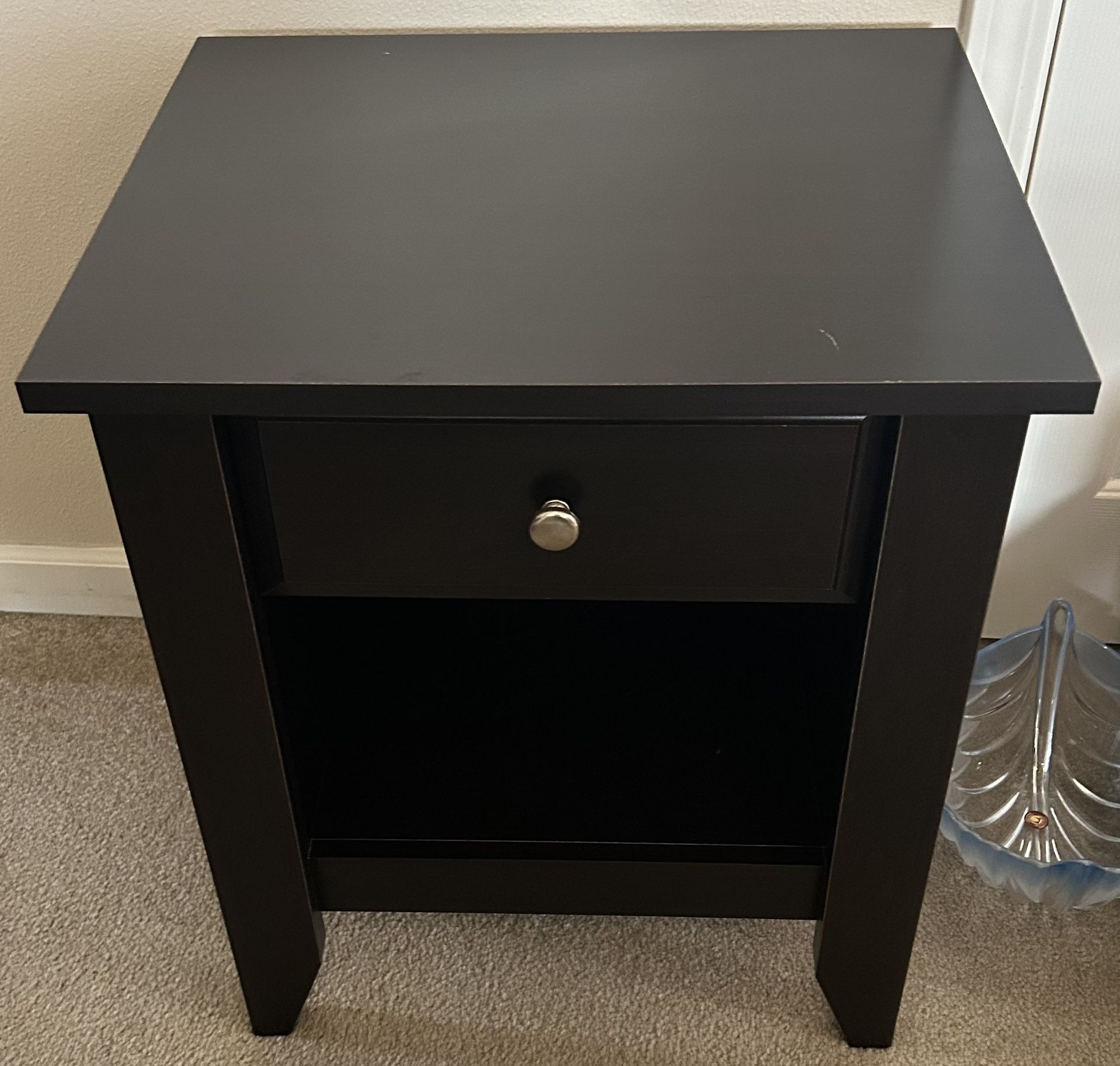 Black Wood Side Table W/ Drawer