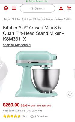 KitchenAid Artisan Mini 3.5 Quart Tilt-Head Stand Mixer- Ice Blue