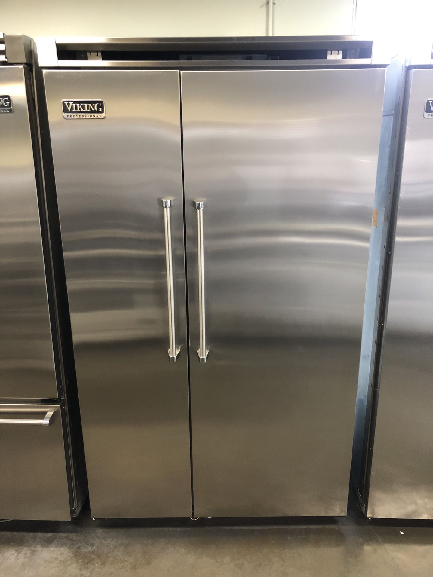 Viking 48” Stainless Steel Built In Side By Side Refrigerator 