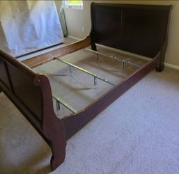 Wood Sleigh Bed Frame- Queen Size