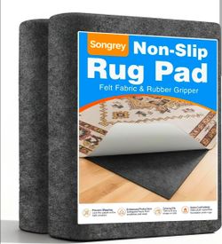 Songrey 8'x10' Non‑Slip Rug Pad, 1/8" Thick Cushioned
Felt Fabric with Rubber Backing, Carpet Gripper