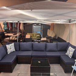 No Assemble Require!!! New 7 Pieces Wicker Outdoor Patio Furniture set Sectional Sofa Set ottoman table 