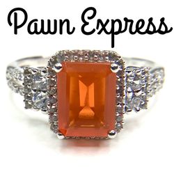 14K Fire Opal & CZ Ring 