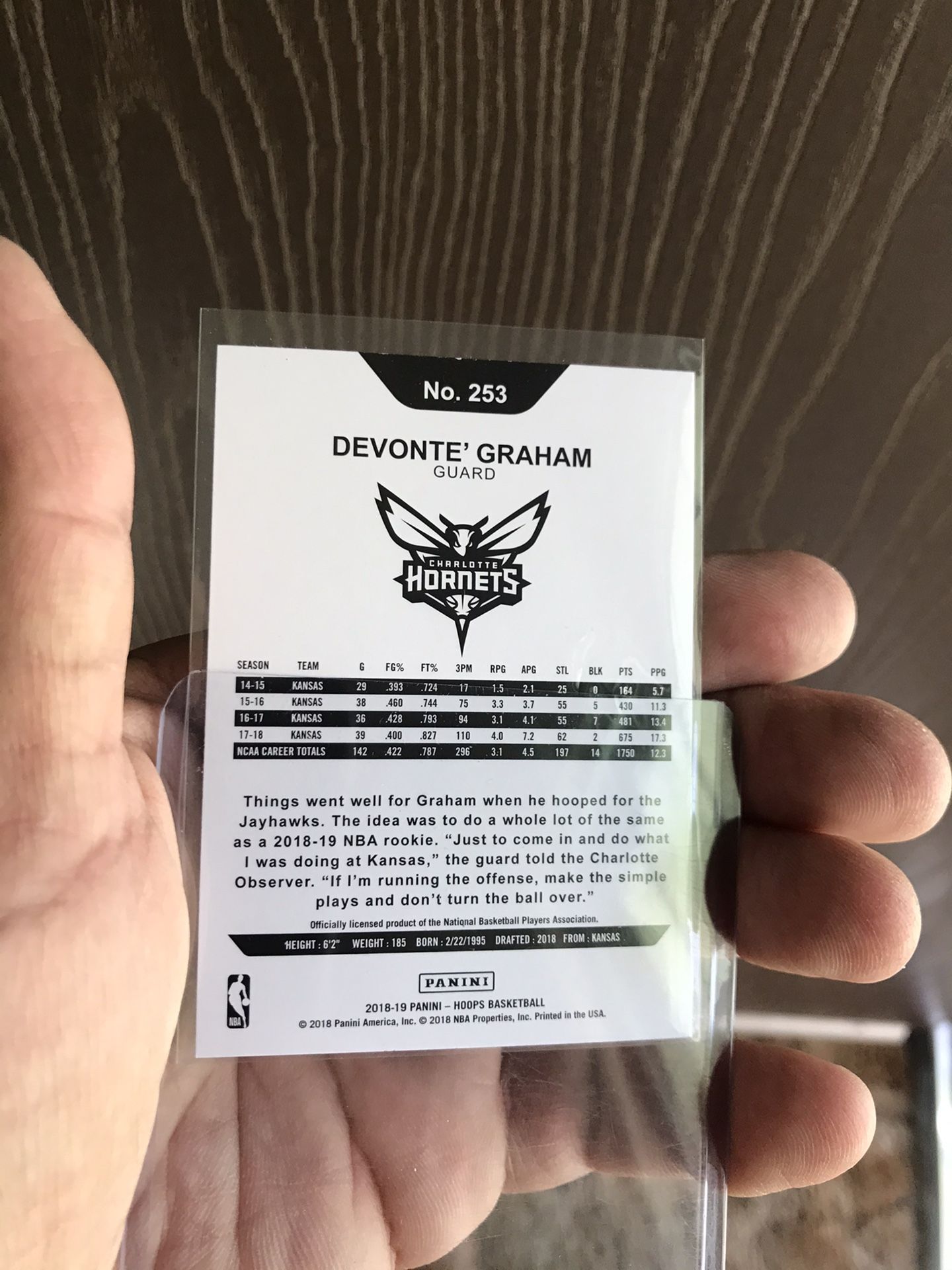 NBAHOOPS DEVONTE GRAHAM ROOKIE CARD