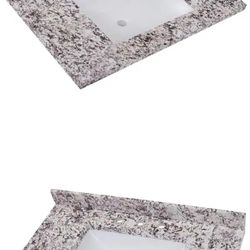 31 in. W x 22 in. D Cultured Marble White Rectangular Single Sink Vanity Top in Bianco Antico