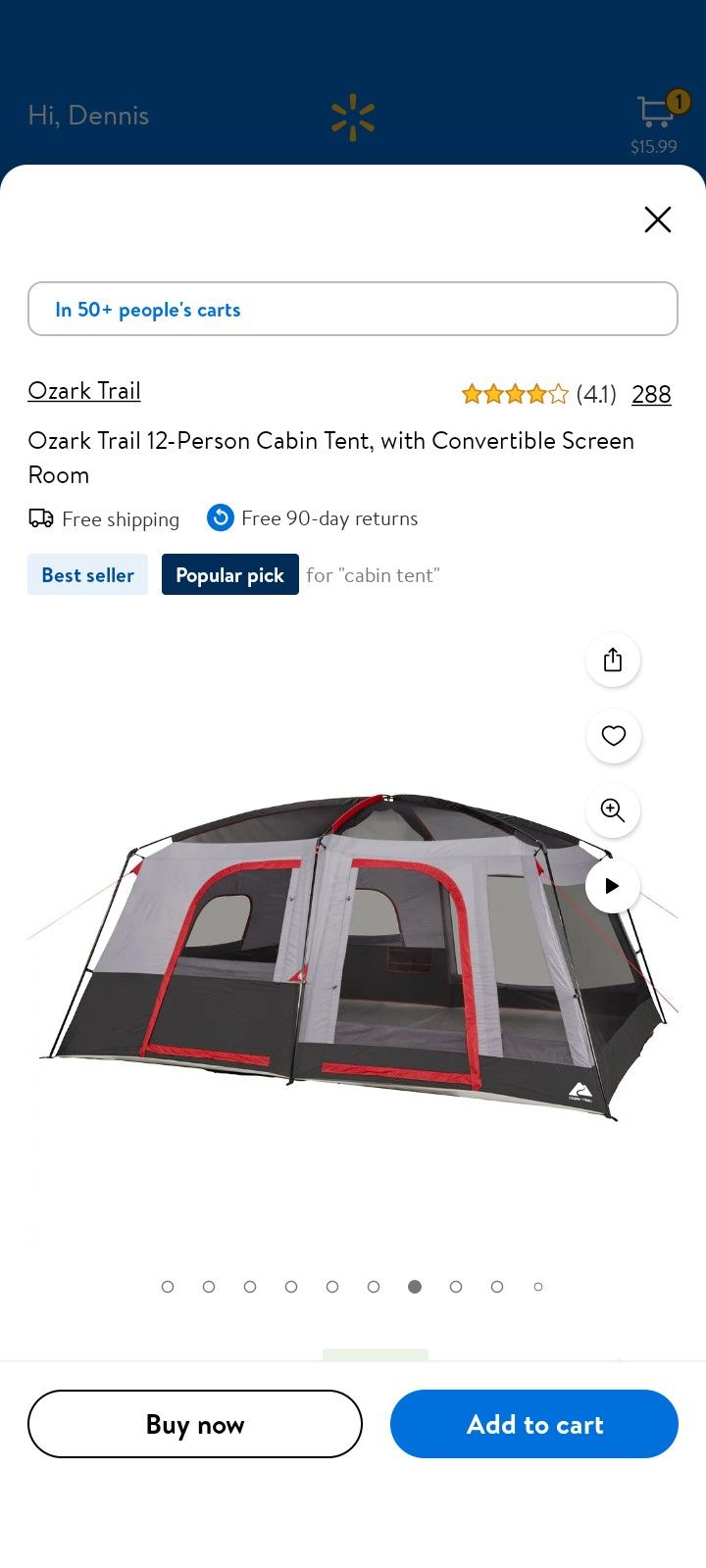 12 Person Camping Tent With Convertible Screen Room