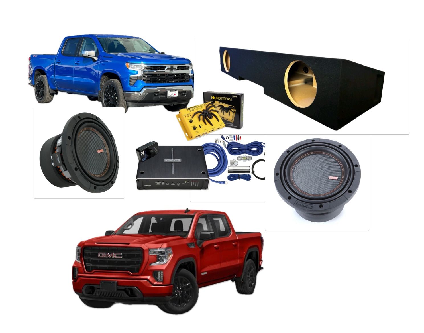CHEVY SILVERADO GMC SIERRA 2019-2025 FULL BASS PACKAGE INSTALLED MEMPHIS MOJO 8”