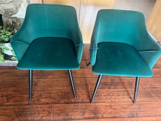 Pair emerald green dining room chairs