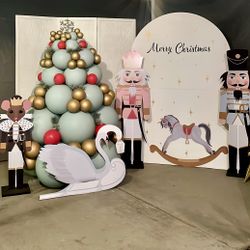 Nutcracker Christmas Decor Balloons Backdrop