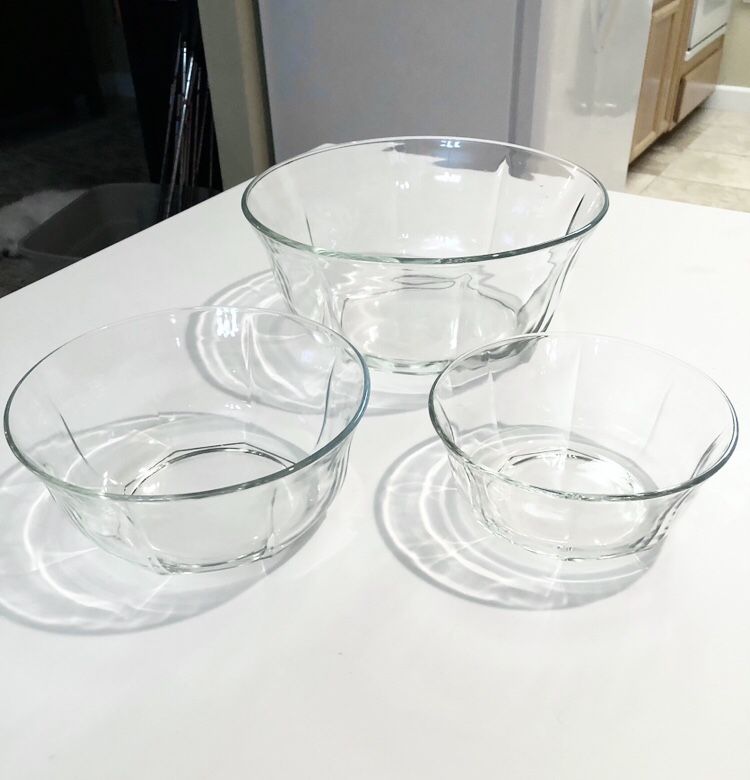 VINTAGE VERECO France Clear Glass Bowl Set of 3 Mid Century Modern Dish