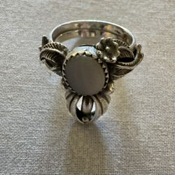 Sterling Silver & White Mother of Pearl Ring $35
