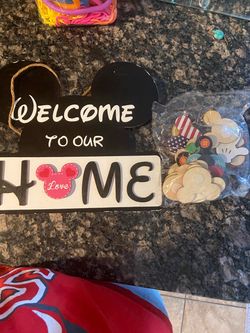 Welcome to Our Home Sign with Seasonal Decorations
