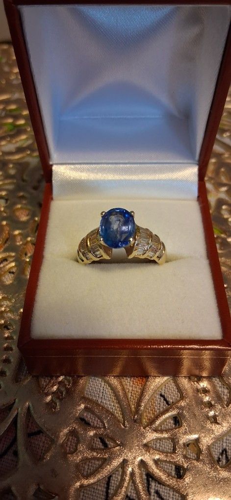 Tanzanite 14k Gold Ring With Diamonds 