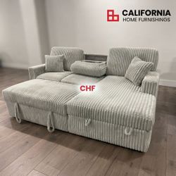 2-Piece Convertible Sectional Sofa with Storage Chaise & Sleeper