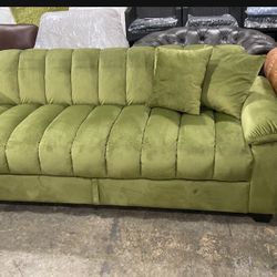 Green Velvet Sofa Bed Futon Delivery Available 