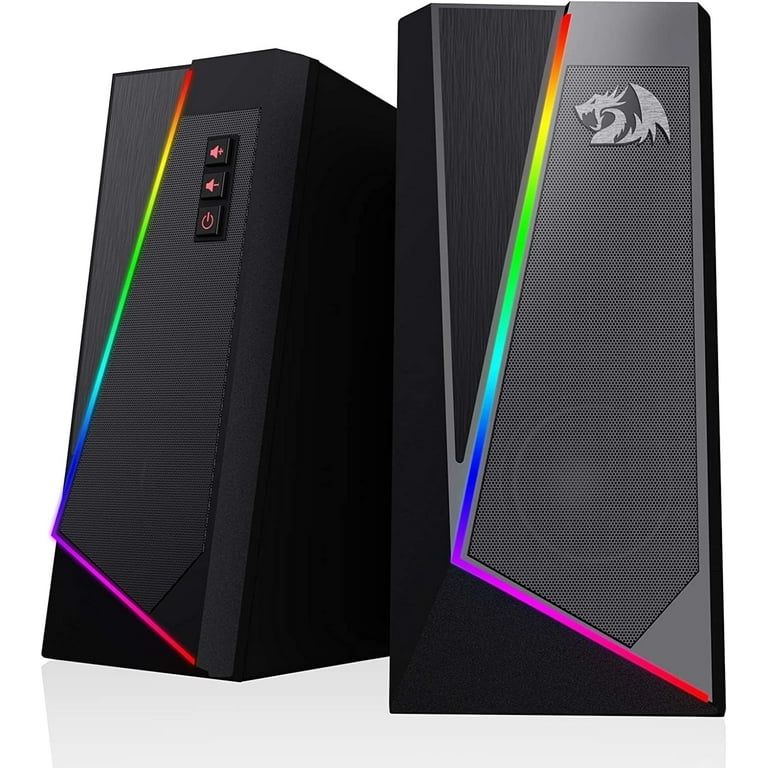 GS520 RGB Desktop Speakers, 2.0 Channel PC Computer Stereo Speaker with 6 Colorful LED Modes, Enhanc