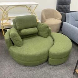 New Assembled Swivel Accent Chair w/ Ottoman, Swivel Barrel Chair - Cuddle Chairs Round Lounge Sofa