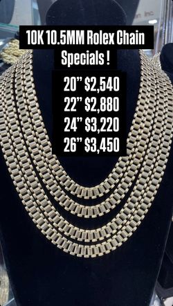 10K 10.5MM Rolex Chain Yellow Gold