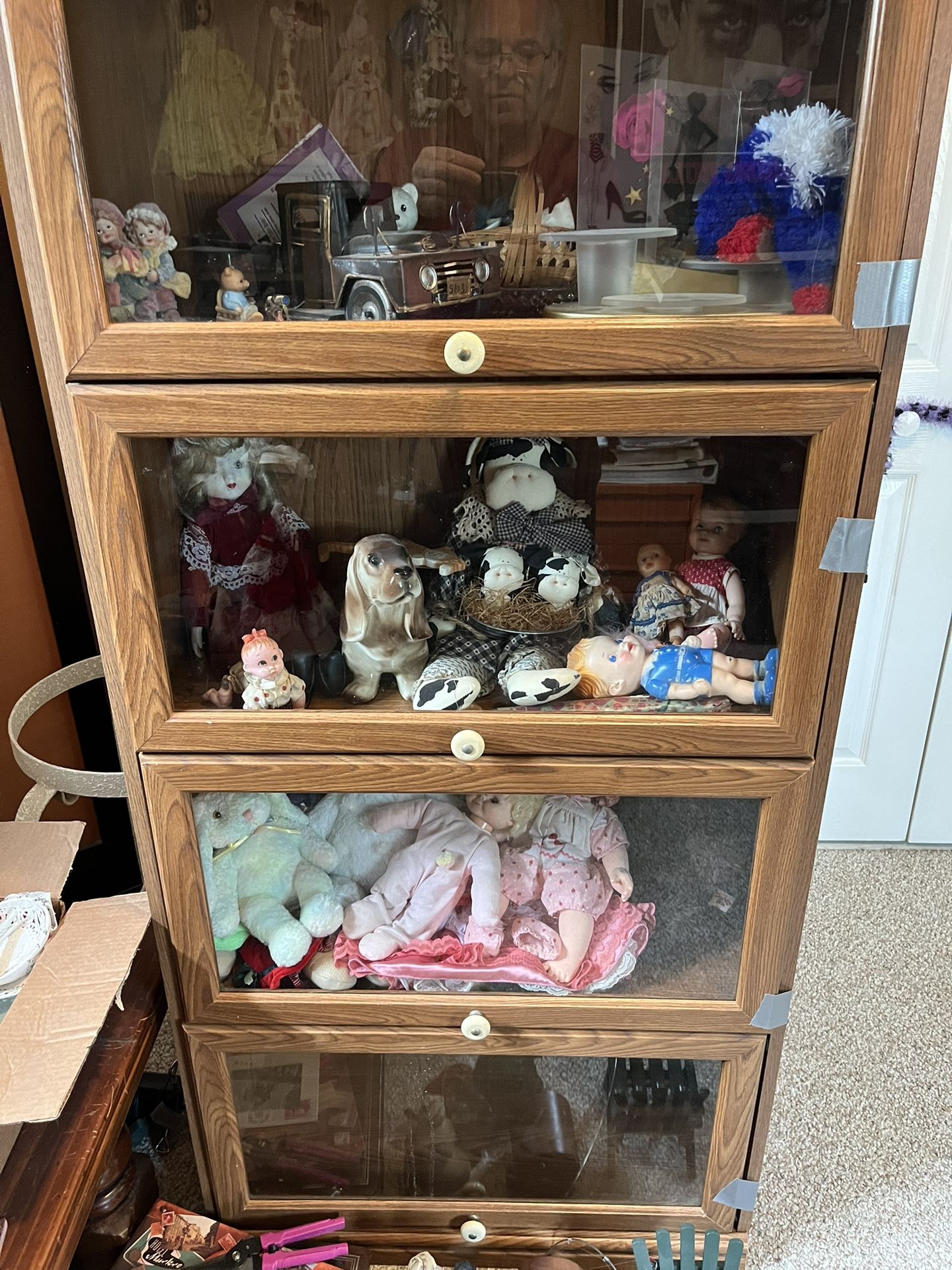 Assorted Figures And Dolls, With Cabinets 