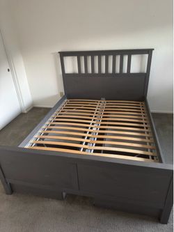 Gray queen bed frame