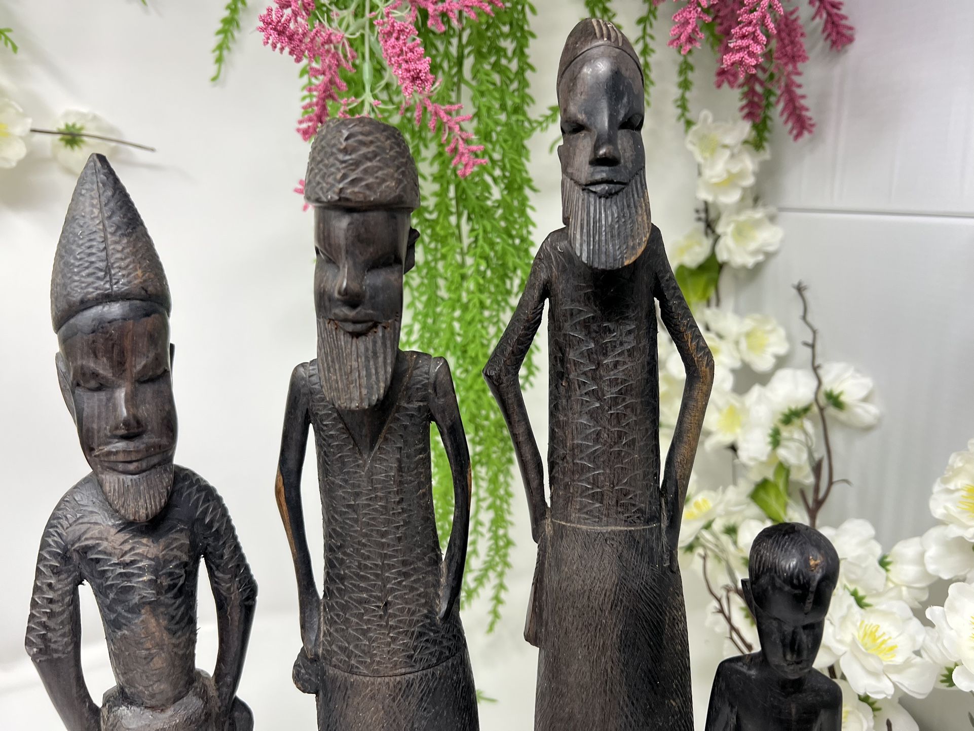 Vintage African Tribal Carved Male Figures – Set of 4