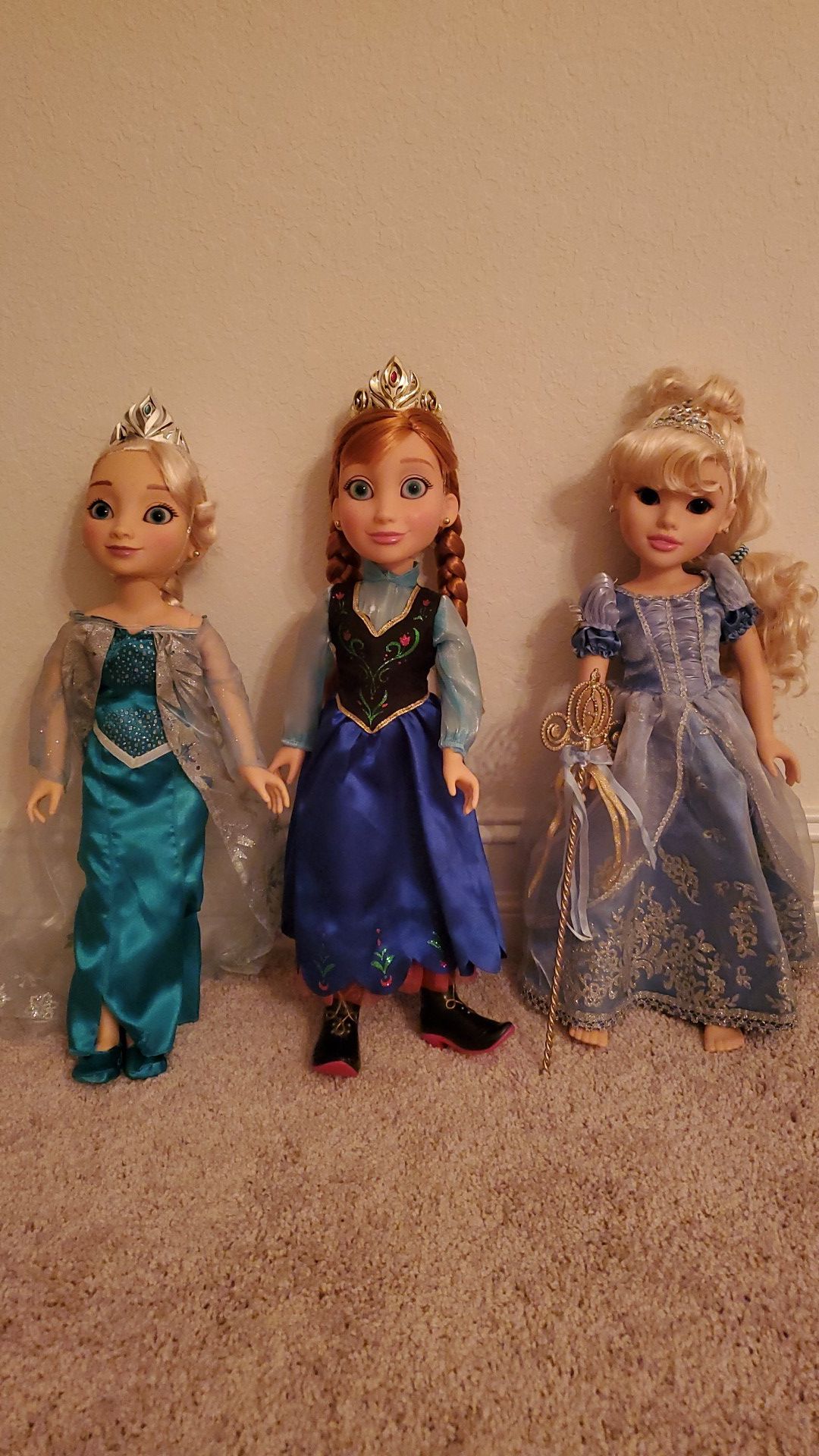 18" Rare Anna, Elsa and Cinderella Dolls