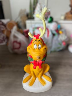 Christmas Lighted Blow Mold Outdoor Decor Grinch Max with Antler Dr. Seuss