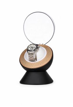 Ultra Quiet Single Watch Winder with Ambient LED Lighting Black & Gold