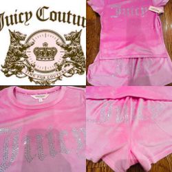 Juicy Couture NWT Two Piece Barbie pink Velvet Fleece Lounge wear/PJS Set M