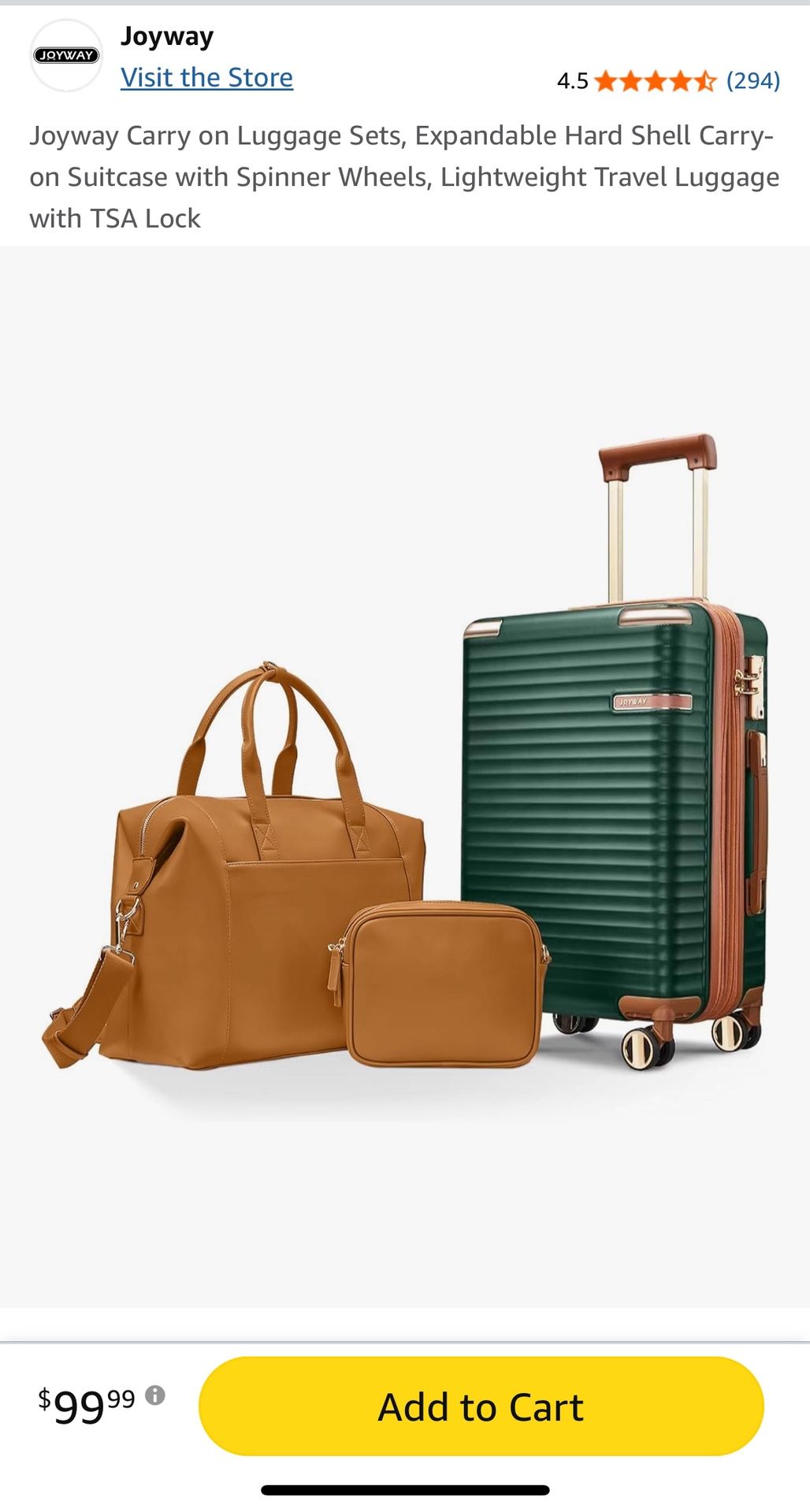 Green And Brown Carry On Luggage Set