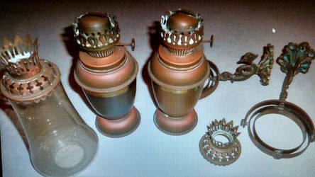 Vintage nautical brass oil lamps