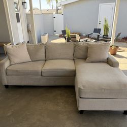 Beige / Nude L Shape Couch (w/ Storage)