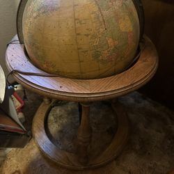 Vintage Replogle Heirloom 16” Lighted Floor Globe Neoclassical Wood Stand 