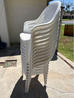 12 White party chairs- $1 each