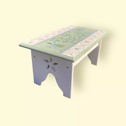 Hand-Painted Floral Cottage Wood Stool