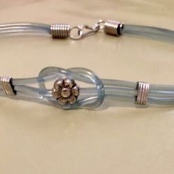 Light Blue Jelly Necklace with Flower Bead