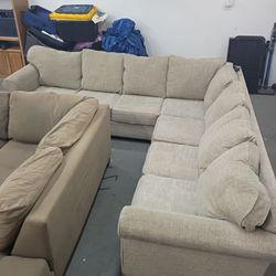 Beige large l-shaped tan sectional