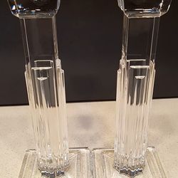 Vintage Metropolitan Art Deco Waterford Lead Crystal Candlestick Holders