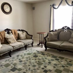 Handmade Imported Vintage Mahogany Wood 4 Piece Couch Set