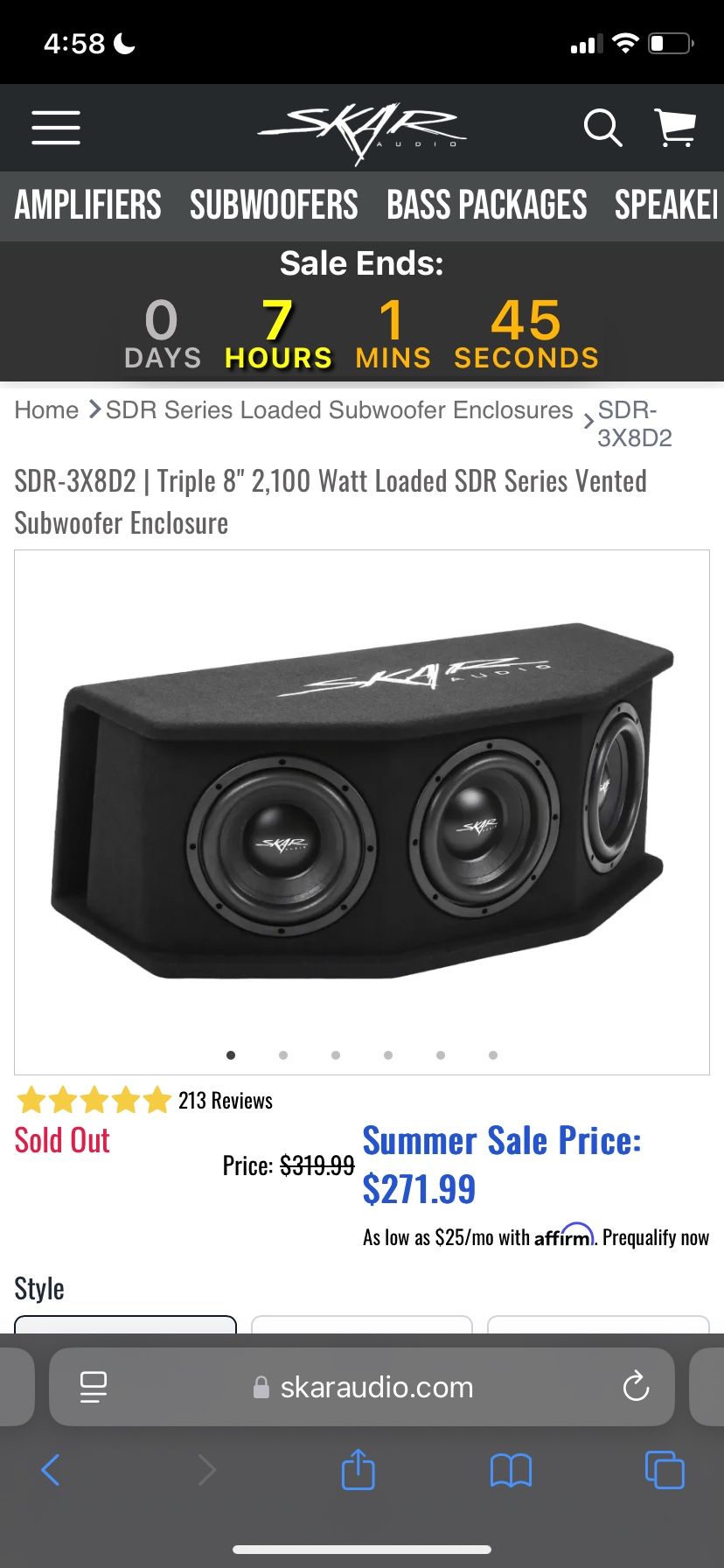 Skar Audio Sub | Taramps Timpano & Acoustik Amplifier 