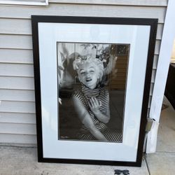 Marilyn Monroe Large Pro Pencil Portrait 40”x54” Black Wood Frame Perfect 