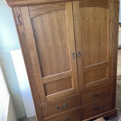 Solid Wood Armoire, TV Cabinet, Shelf With Drawers, Dresser, Wardrobe 