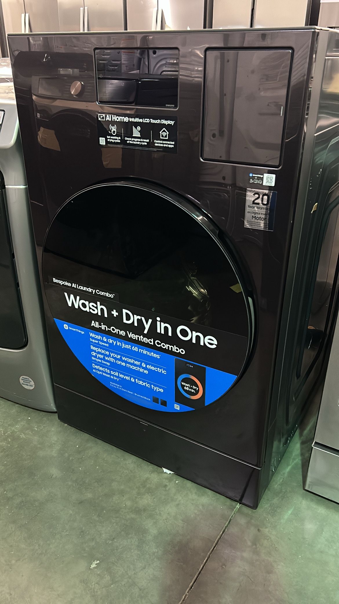 Samsung 5.3 cu. ft. Bespoke Ultra Capacity Vented All-in-One Washer Dryer Combo with Electric Dryer and AI Home in Brushed Black