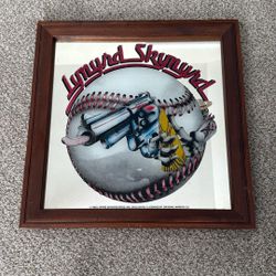 VINTAGE 1982 Lynyrd Skynyrd Baseball Carnival Mirror 12 X 12 wood Frame