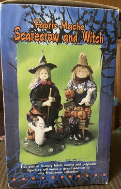 Vintage Halloween Scarecrow And Witch