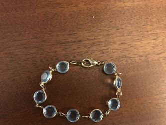 Vintage Blue Glass 7 1/2 Inch Bracelet