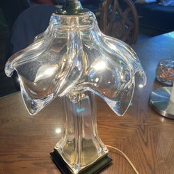 Lámpara Antigua De Cristal Y Bronce 