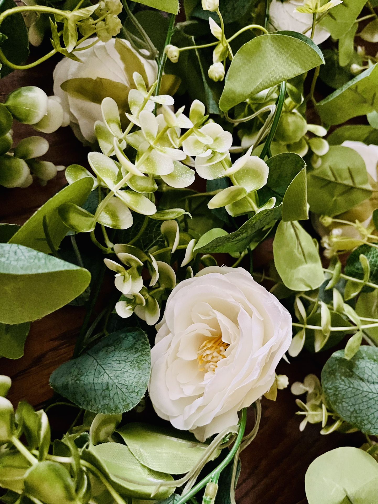 Greenery/Garland With White Flowers 6 Strands (over 5 Feet Each)